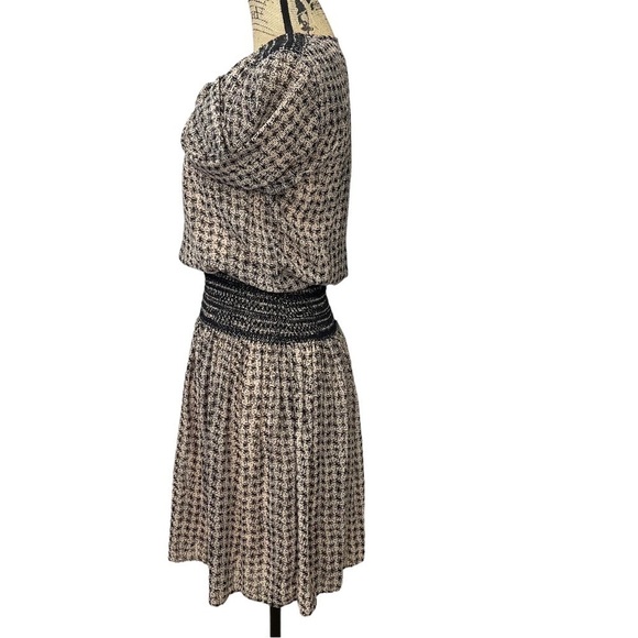 Anthropologie Vanessa Virginia Tan Black Smocked Waist Dress Size XS - Picture 8 of 16